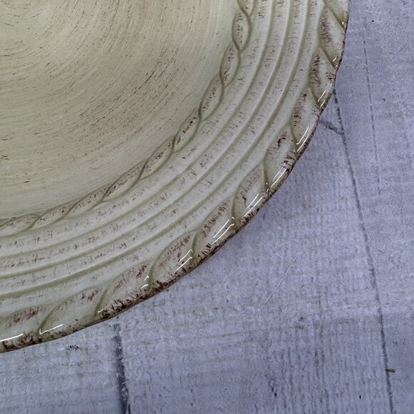 Roscher BELLINI CREAM Embossed Rope Ring Earthenware Lunch Salad Plates Set 3 - Picture 11 of 15
